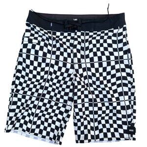 Vans Checkered Black & White Boardshorts Mens 27/14 Classic Fit Drawstring Closu